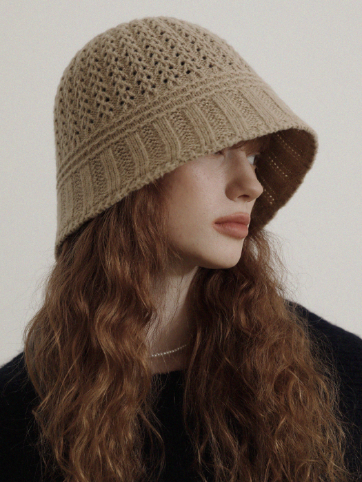 O.en knit crochet bucket hat_3color