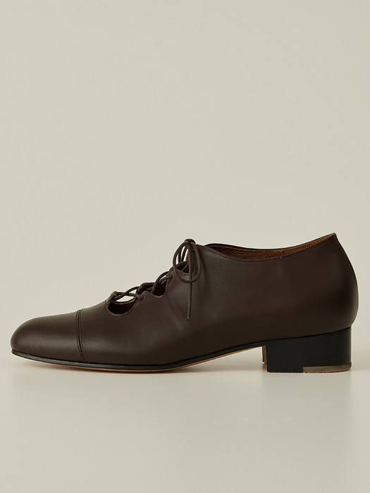 Cecil Lace up Flat_Wood