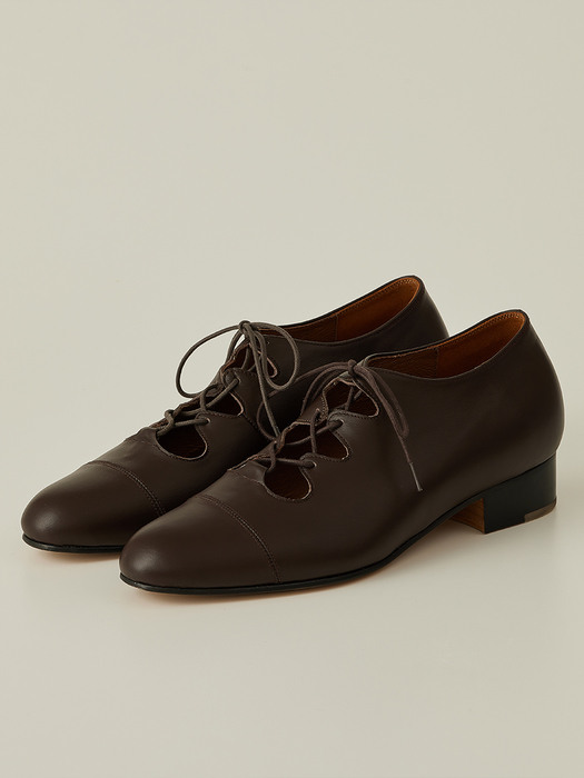 Cecil Lace up Flat_Wood