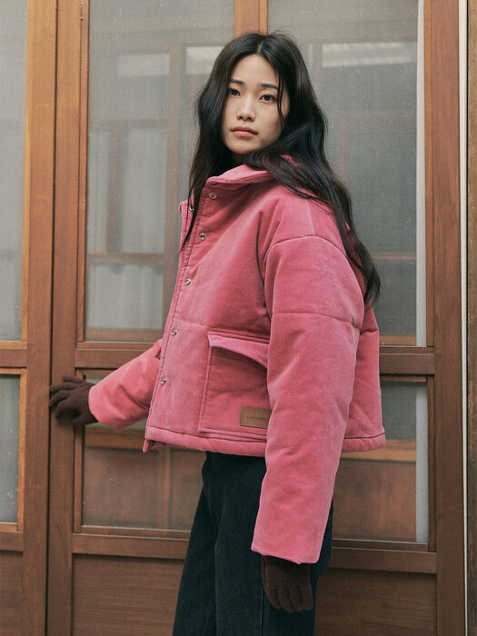 Corduroy Padded Short Jacket_pink