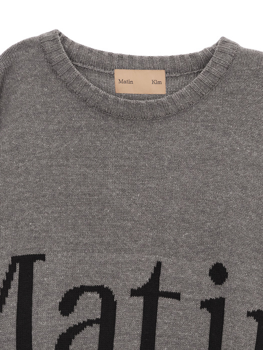 BIG LOGO KNIT PULLOVER IN GREY