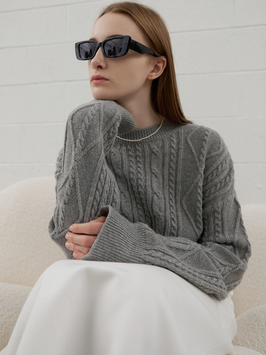 23 Spring_ Melange Grey Hole Knit