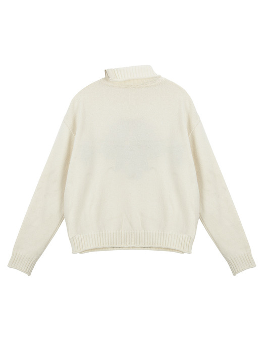 HEART LOGO JAQUARD KNIT PULLOVER IN IVORY