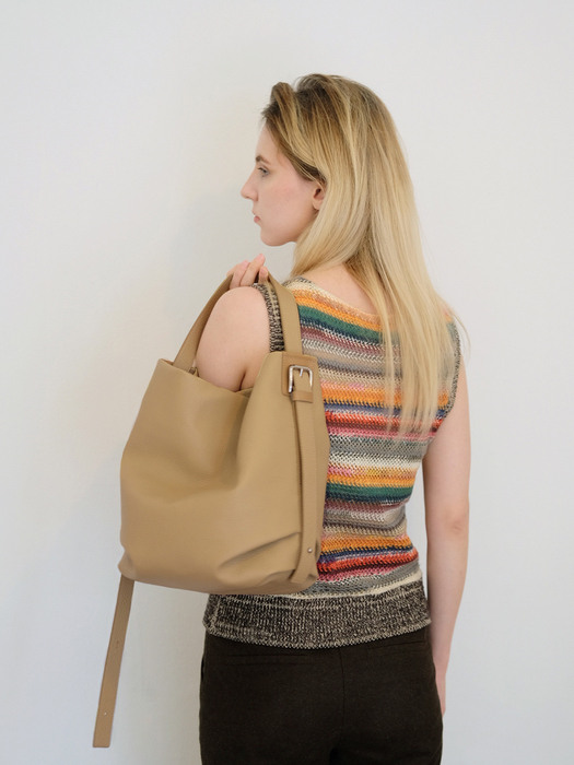 Hobo Bag with 3way Belted Strap in Camel