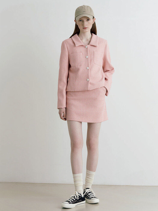 Ella tweed mini skirt - pink