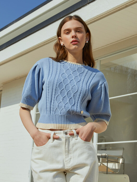 ANOETIC GOLD PUFF KNIT_BLUE