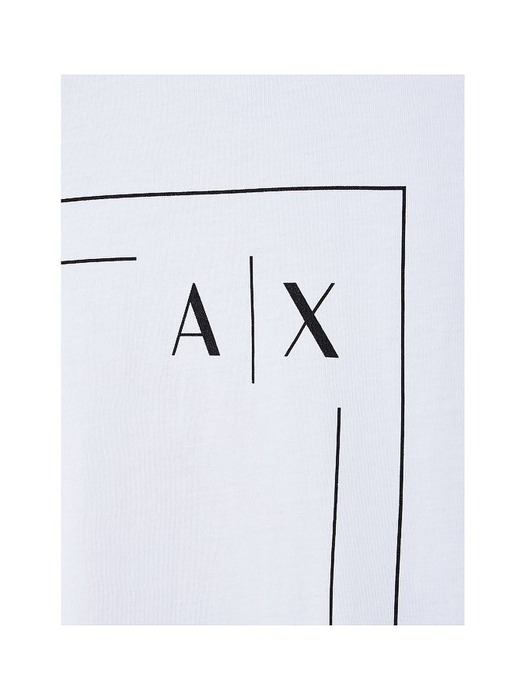 AX 남성 스퀘어 로고 크루넥 티셔츠(A413130038)_화이트