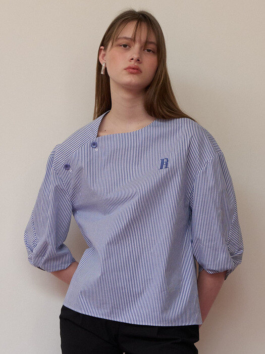 Sleeve twist stripe shirt - Blue