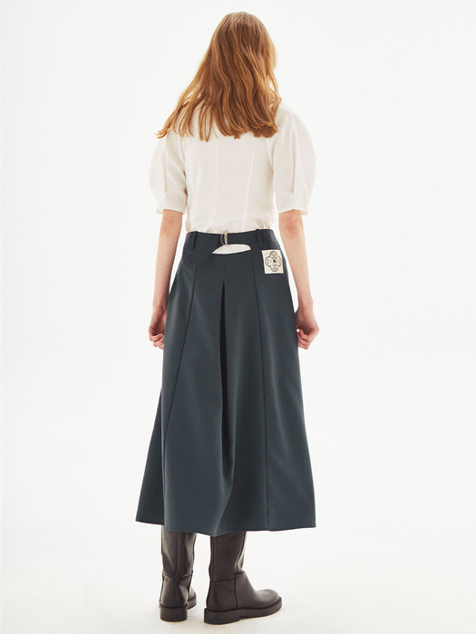 [LINE] Back Cut-Out Pleats Skirt (3colors)