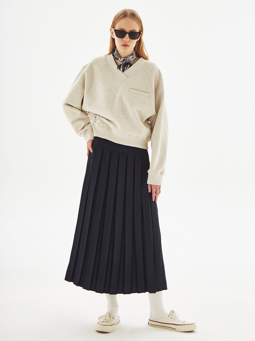 [LINE] Back Cut-Out Pleats Skirt (3colors)