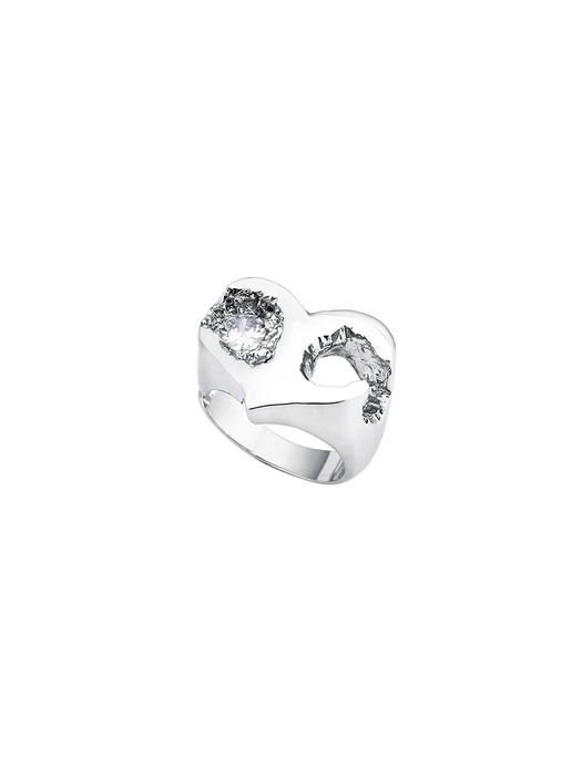 no.307 heart meteor ring silver