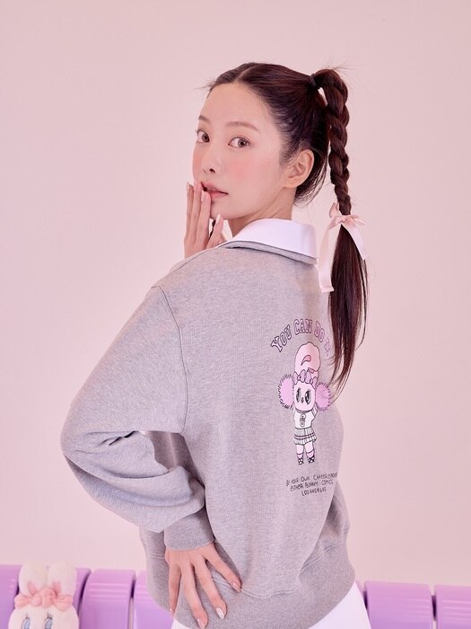 ESTHER BUNNY YOU CAN DO IT COLLARED SWEATSHIRT