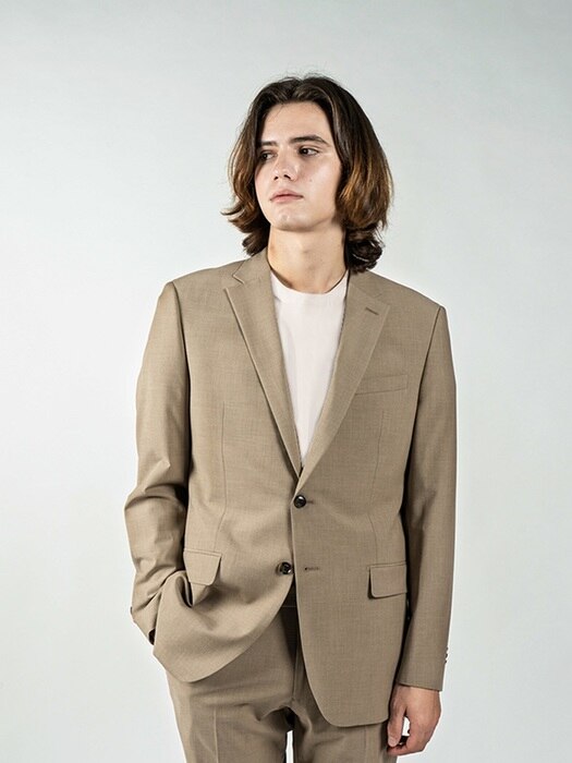 [BIG SIZE] BASIC SINGLE BLAZER_BEIGE