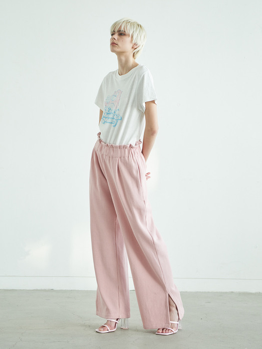 Waffle Jersey Slit Pants Pink