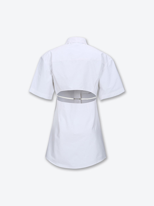 LOGO DETAIL SHIRT DRESS (WHITE)