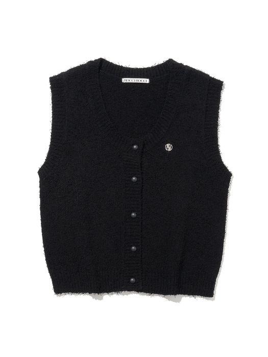 Boucle Knit Vest [BLACK]