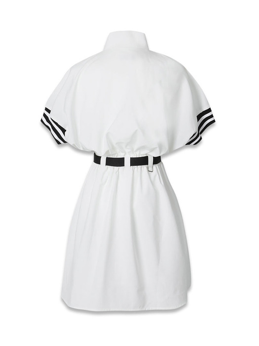 spoty zip-up belt dress white