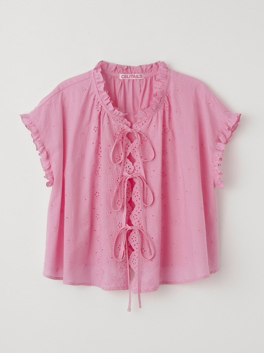 SCALLOP FRILL BLOUSE_PINK