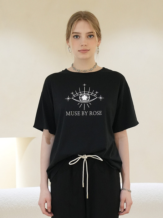 MUSE BY ROSE eye logo T-shirt(BLACK)