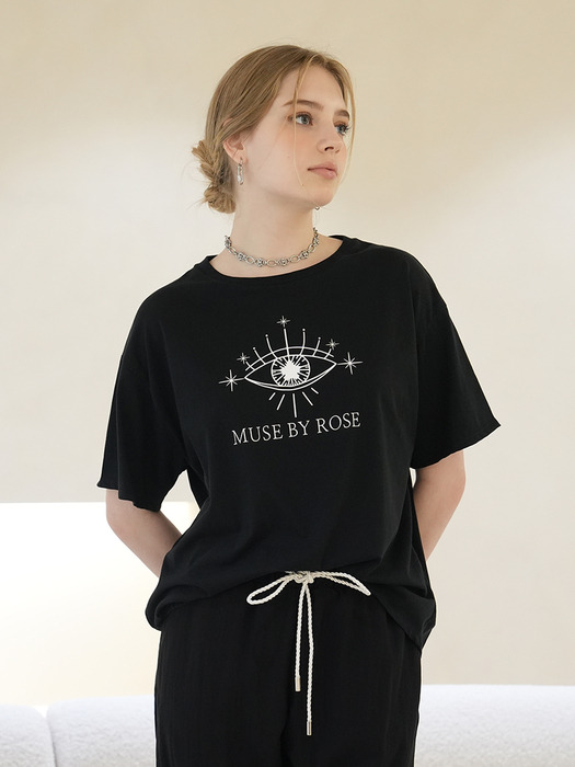 MUSE BY ROSE eye logo T-shirt(BLACK)
