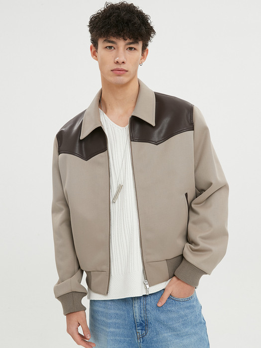 UNISEX, Lunar Western 2-Way Zip Blouson / Beige