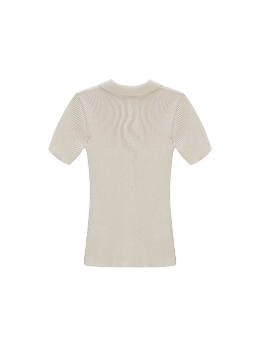 Two tone Collar Two way Knit Zipup_beige white