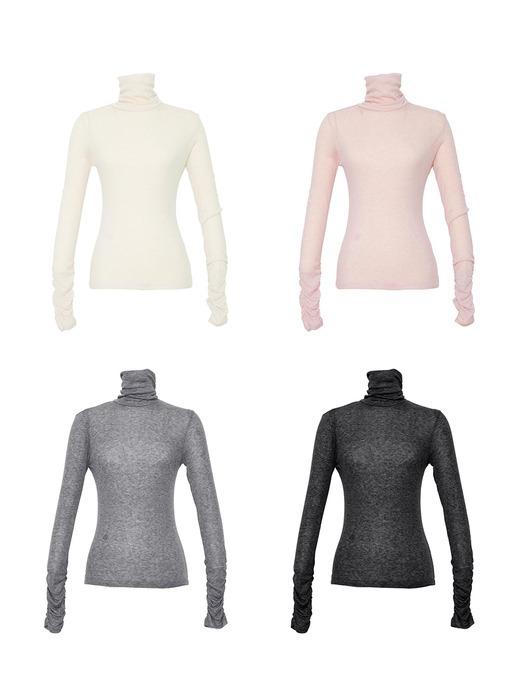 [Day-Wool] Wool-blend Shirring Turtleneck_2color