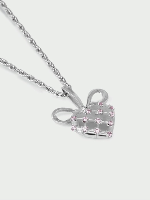 Heart checkribbon necklace