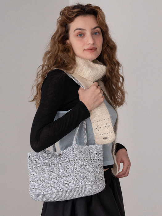 No.183 / Metallic Crochet Big Shoulder Bag _ 실버, 골드, 블랙