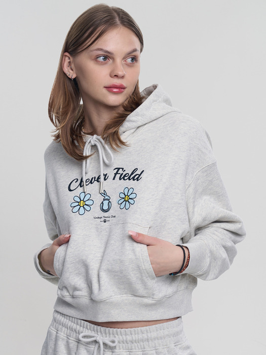 Chain Flower Crop Hooded Sweatshirt_Oatmeal
