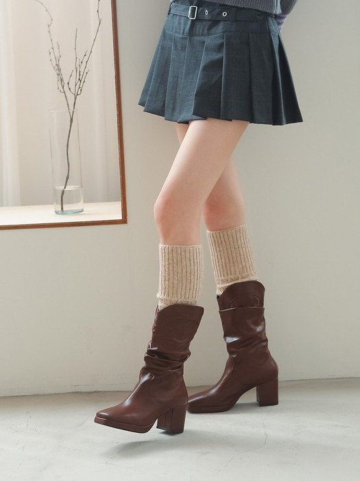 ctm4012 shirring mid boots _ 3colors