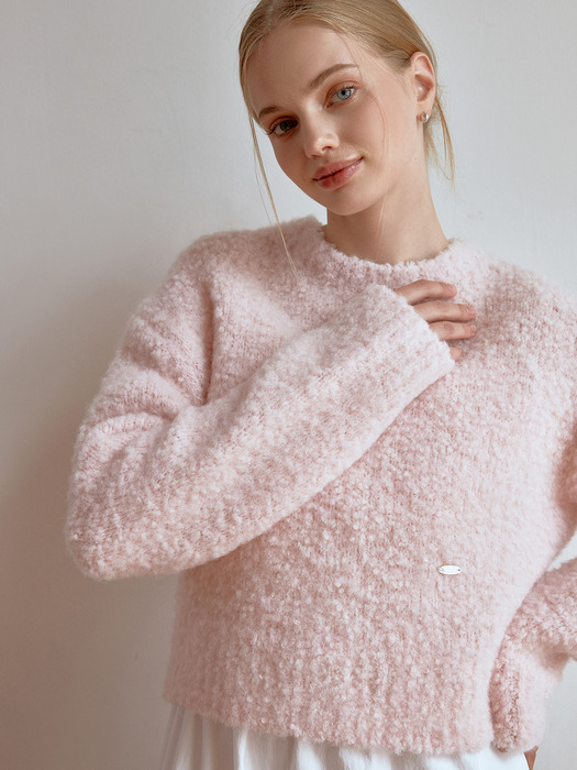 Cheek boucle knit (pink)