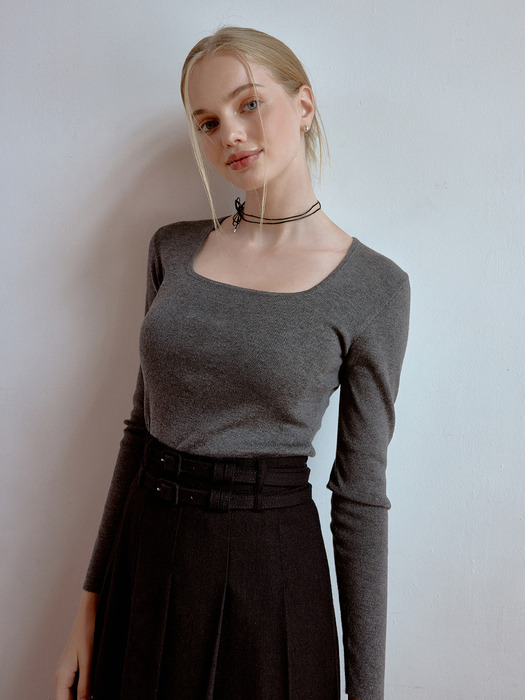 Mu square knit (charcoal)