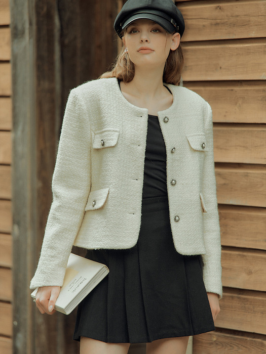Leanna Tweed Jacket  [Ivory]