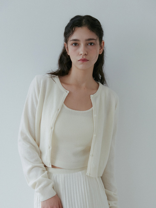 Cash basic round cardigan (Ivory)