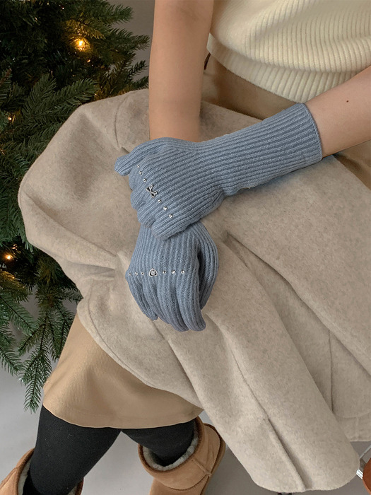 Heart & Bow Knit Long Glove_3colors