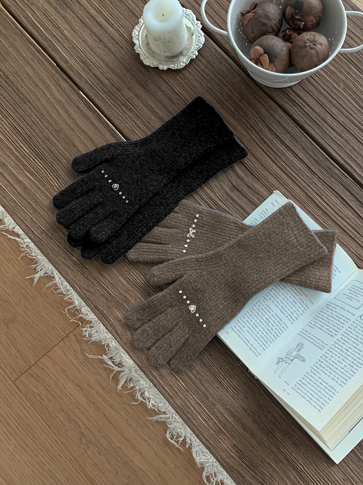 Heart & Bow Knit Long Glove_5colors