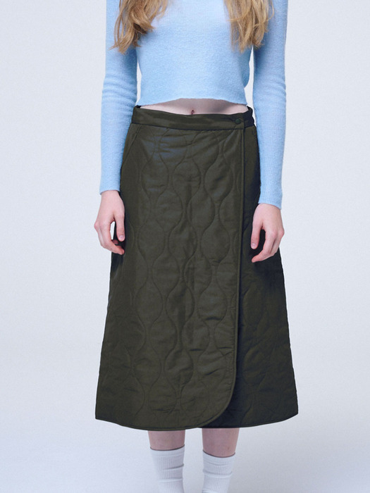 Quilting Wrap Skirt, khaki