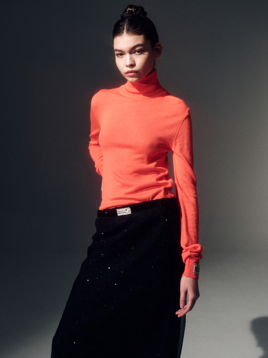 WOOL BASIC TURTLE NECK MARDI_ORANGE BROWN