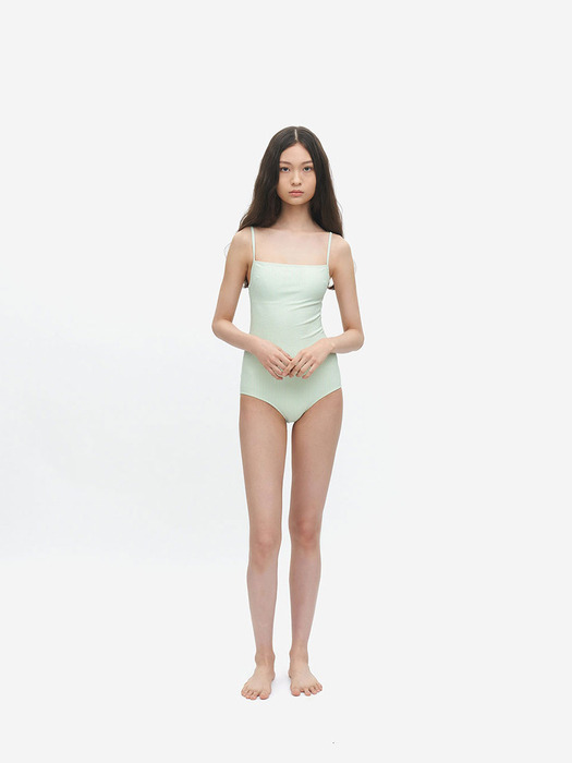 TEA GREEN CECILE SEERSUCKER MAILLOT SWIMSUIT