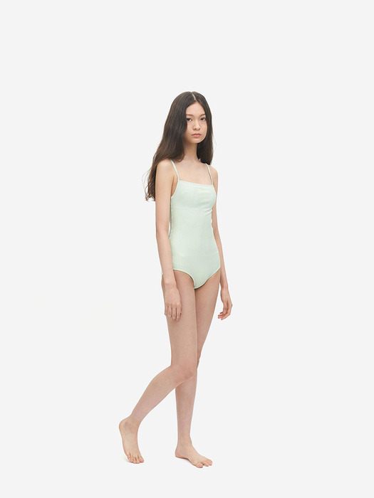 TEA GREEN CECILE SEERSUCKER MAILLOT SWIMSUIT