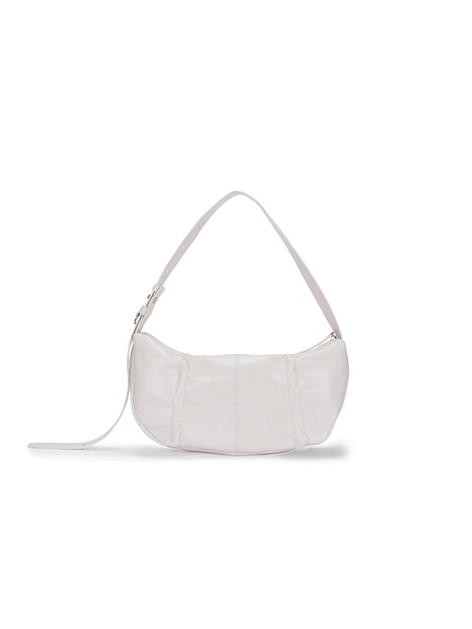 HALF SHIRRING RIBBON ROUND BAG IN IVORY