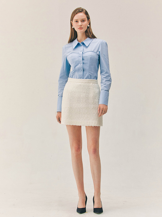 ELSA Semi A-line tweed mini skirt (Ivory)