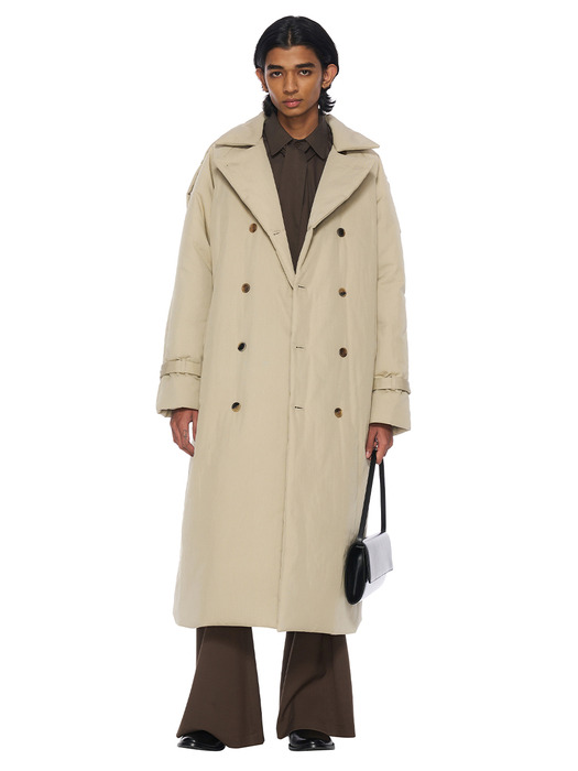 BEIGE PADDED DOUBLE-BREASTED COAT