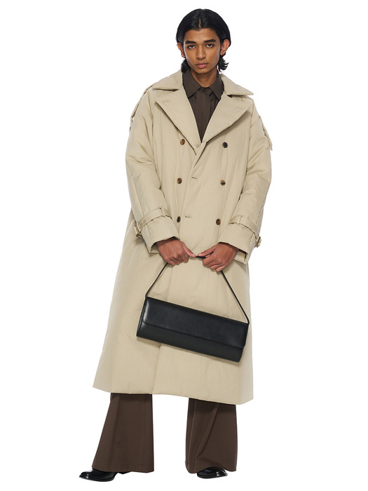 BEIGE PADDED DOUBLE-BREASTED COAT