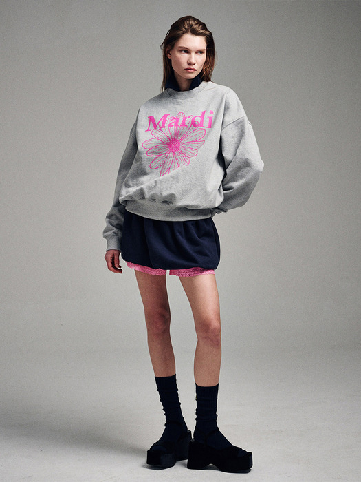 SWEATSHIRT FLOWERMARDI_GREY PINK