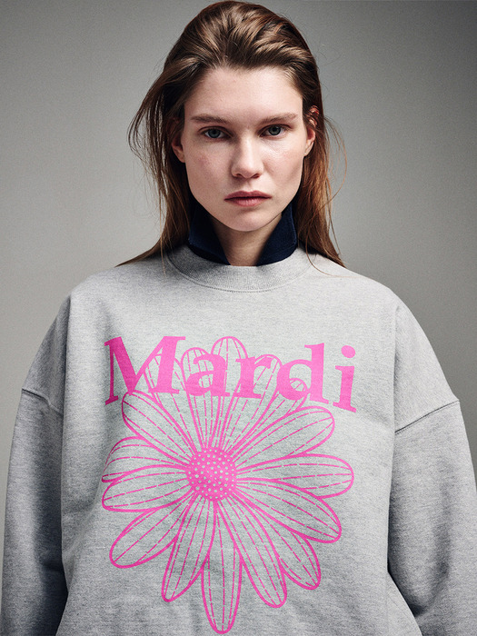 SWEATSHIRT FLOWERMARDI_GREY PINK