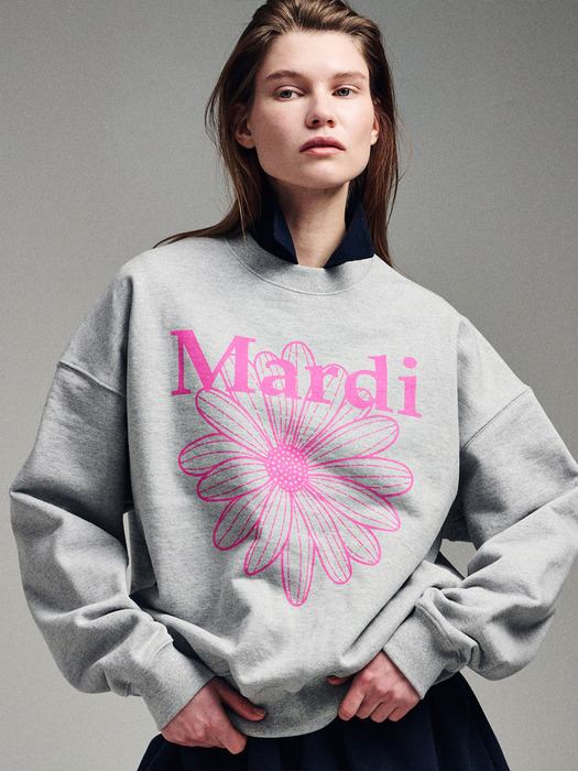 SWEATSHIRT FLOWERMARDI_GREY PINK