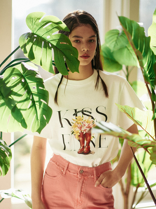 KISS FOR FLOWER T-SHIRTS [WHITE]