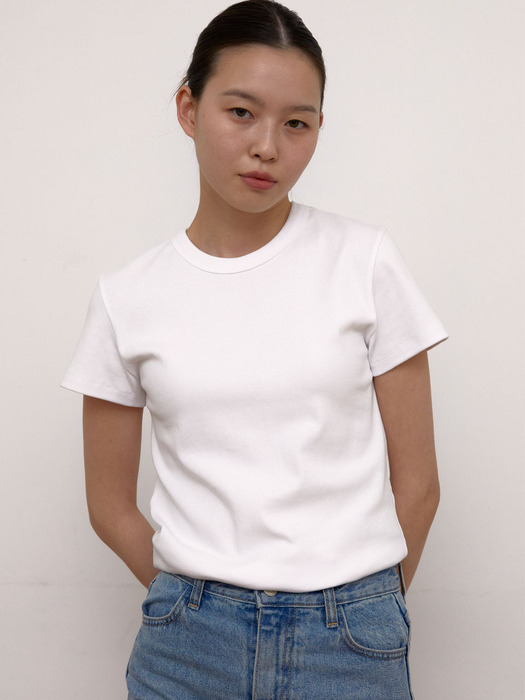 Cap Sleeve Round T-Shirts (White)